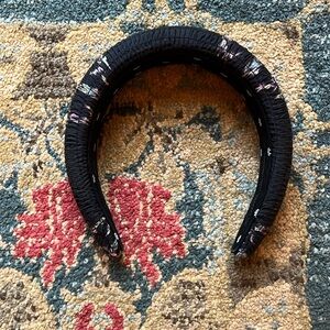 Lele Sadoughi x Loveshack Fancy Black Shirred Padded Headband